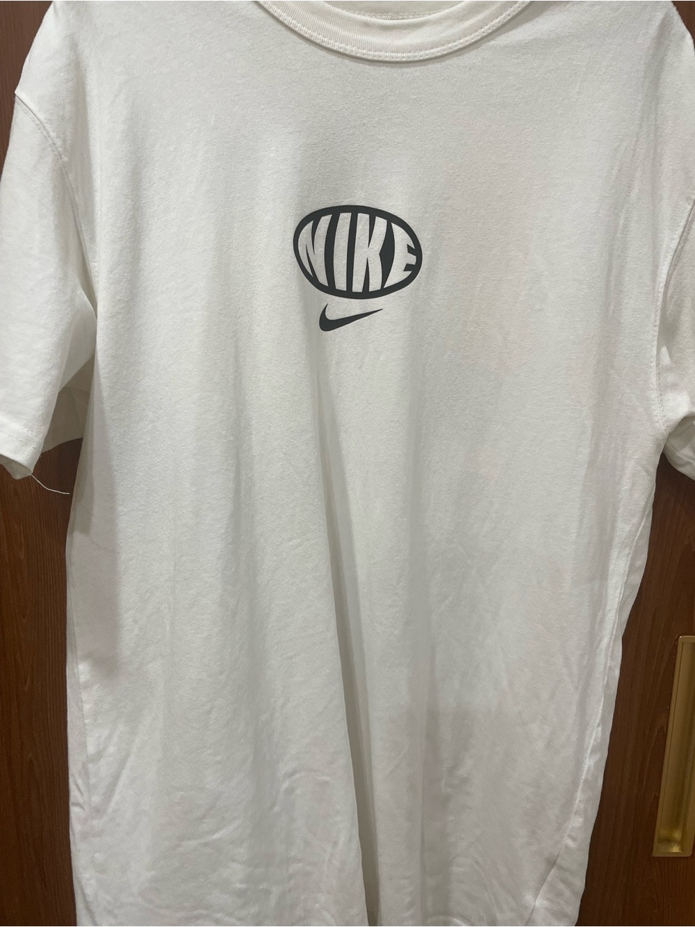 Nike White Short-Sleeve Tee with Black Oval Logo